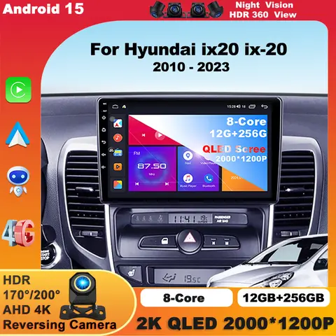 현대 ix20 ix-20 2010-2023용 안드로이드 15 카플레이 카 라디오 자동차 4G WIFI GPS 네비게이션 멀티미디어 비디오 플레이어 스테레오