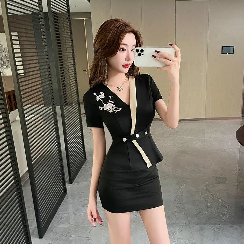 Ladies' New Workwear Set Hotel Waiter Beauty Salon Spa Massage Nail Art Coffee Sexy Foot Bath Sauna Technician Overall Uniform