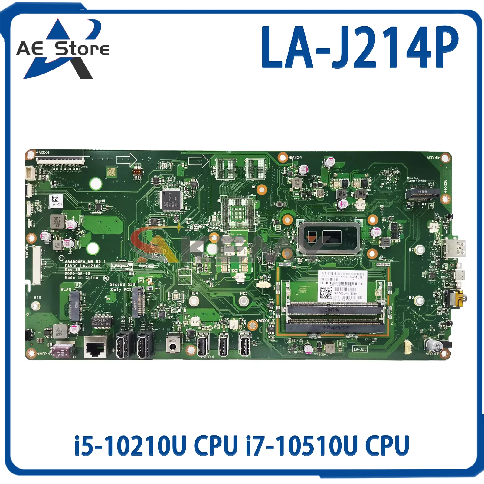 

AE LA-J214P Mainboard For ASUS Zen AiO 24 A5400 A5400WFA Laptop Motherboard With i5-10210U CPU i7-10510U CPU 100% Tested OK