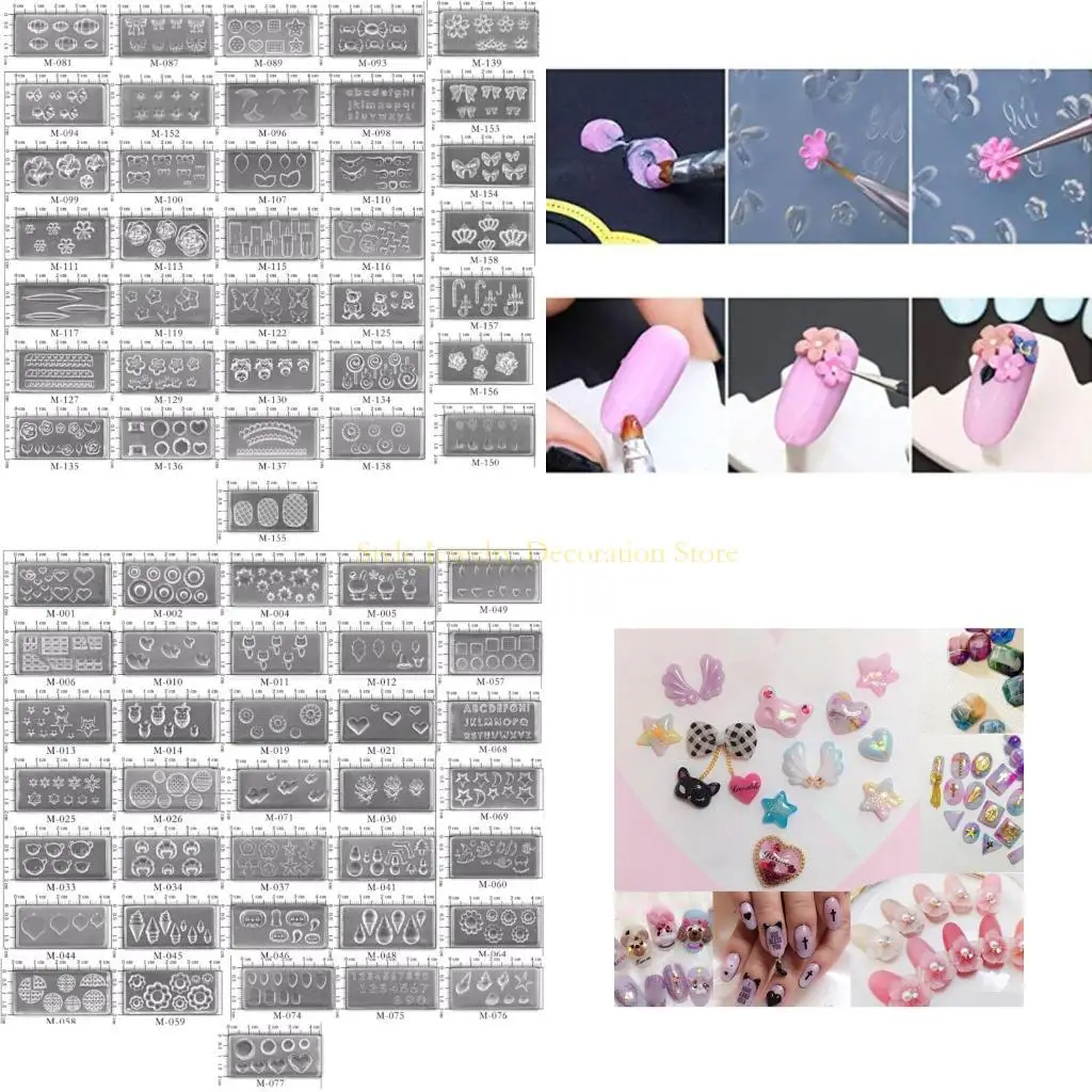 

D46E 36Pcs Art Silicone Carving Molds Acrylic Manicure Silicone Mold