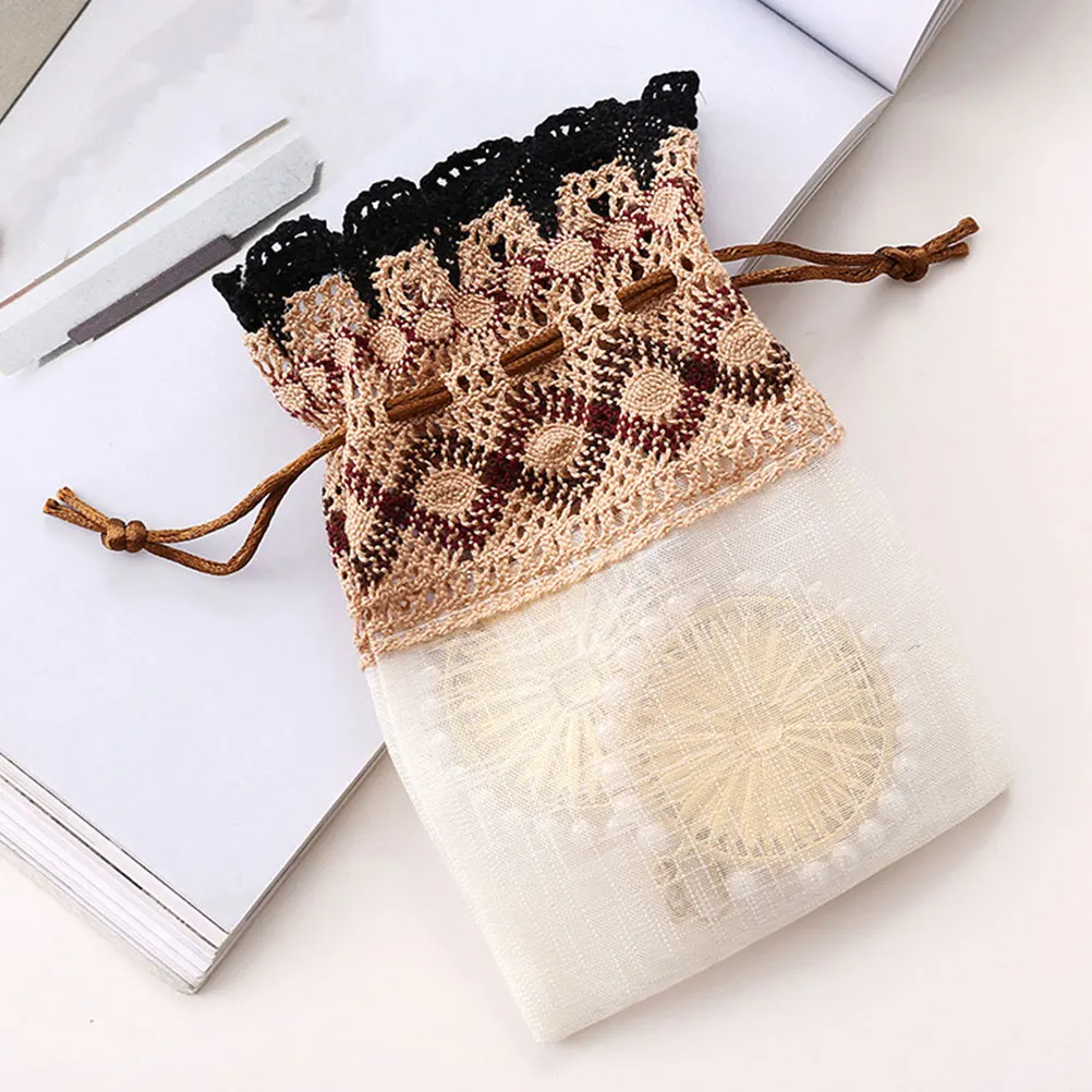 

5 Pcs Lace Drawstring Pocket Storage Bags Clothes Empty Makeup Slub Yarn Candy for Travel