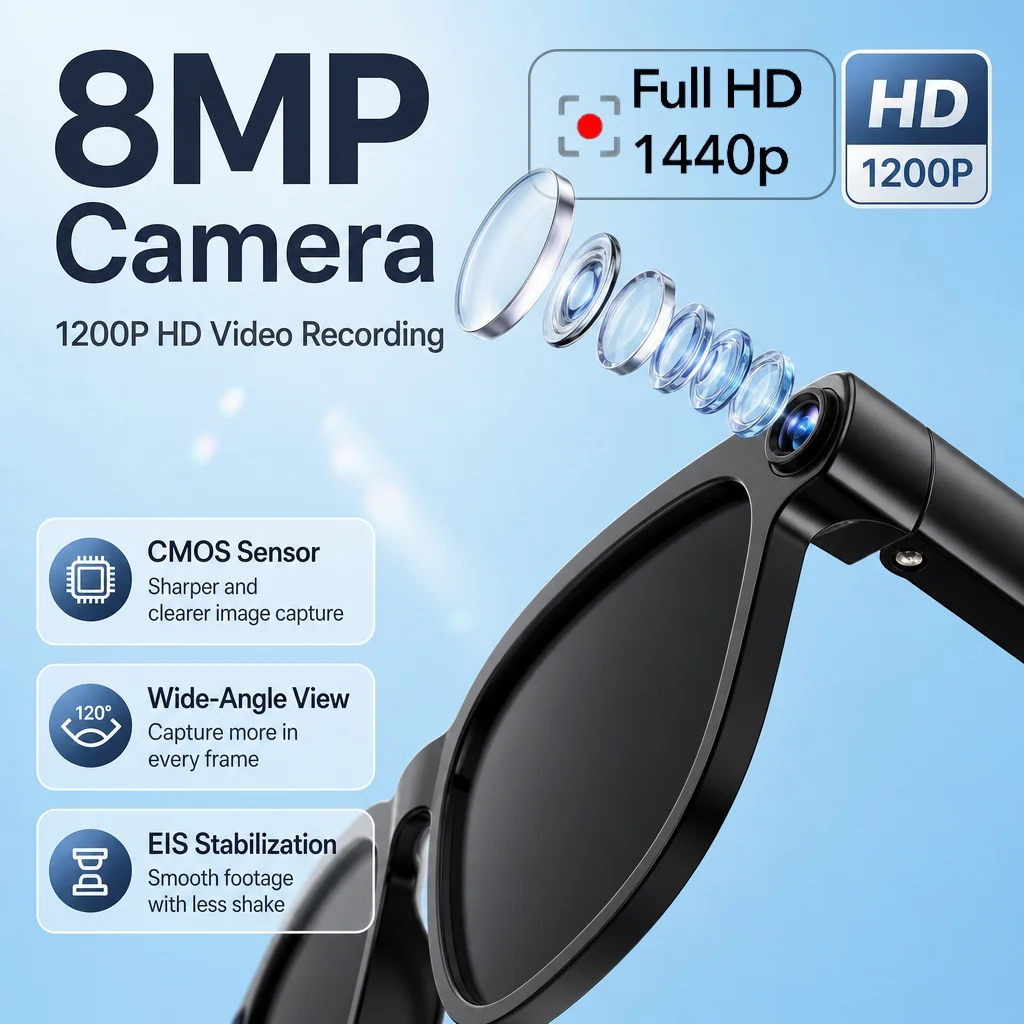 2026年最新モデル 8MP AIスマートグラス HDカメラ - Audio Music Image のレビューと価格