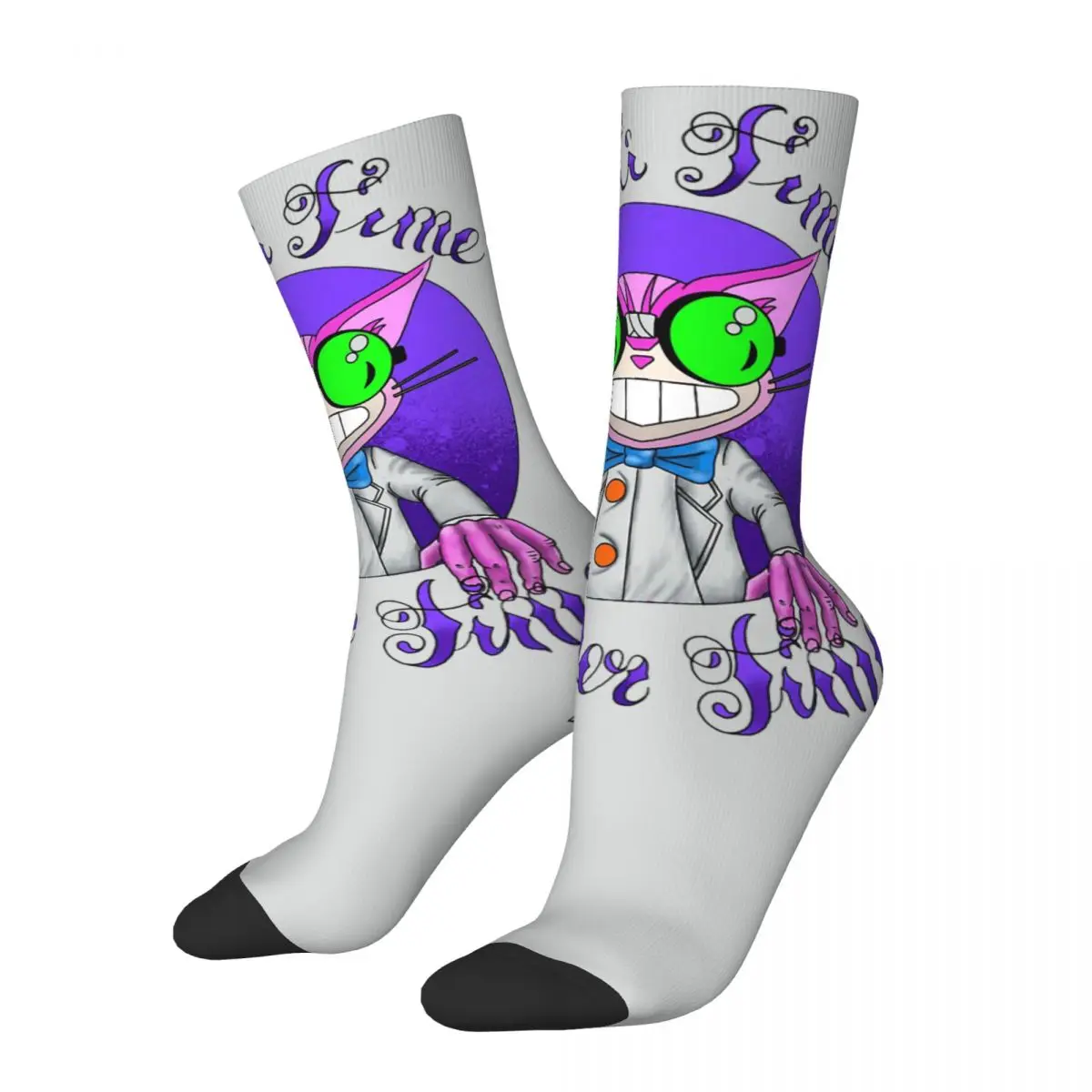 Funny Crazy Compression Sock for Men Genki Time Cool Hip Hop Harajuku Saints Row Game Happy Quality Pattern Printed Crew Sock