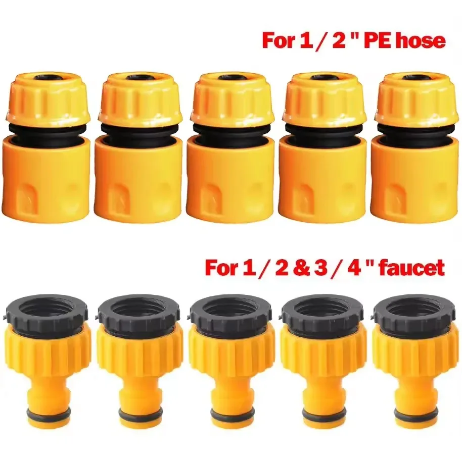 10-teiliges Schnellverbinder-Set, 1/2 & 3/4 Zoll Wasserhahnadapter, Gewinde-Gartenschlauchanschluss, Wasserkupplung für Bewässerung und Autowäsche – Detail 3