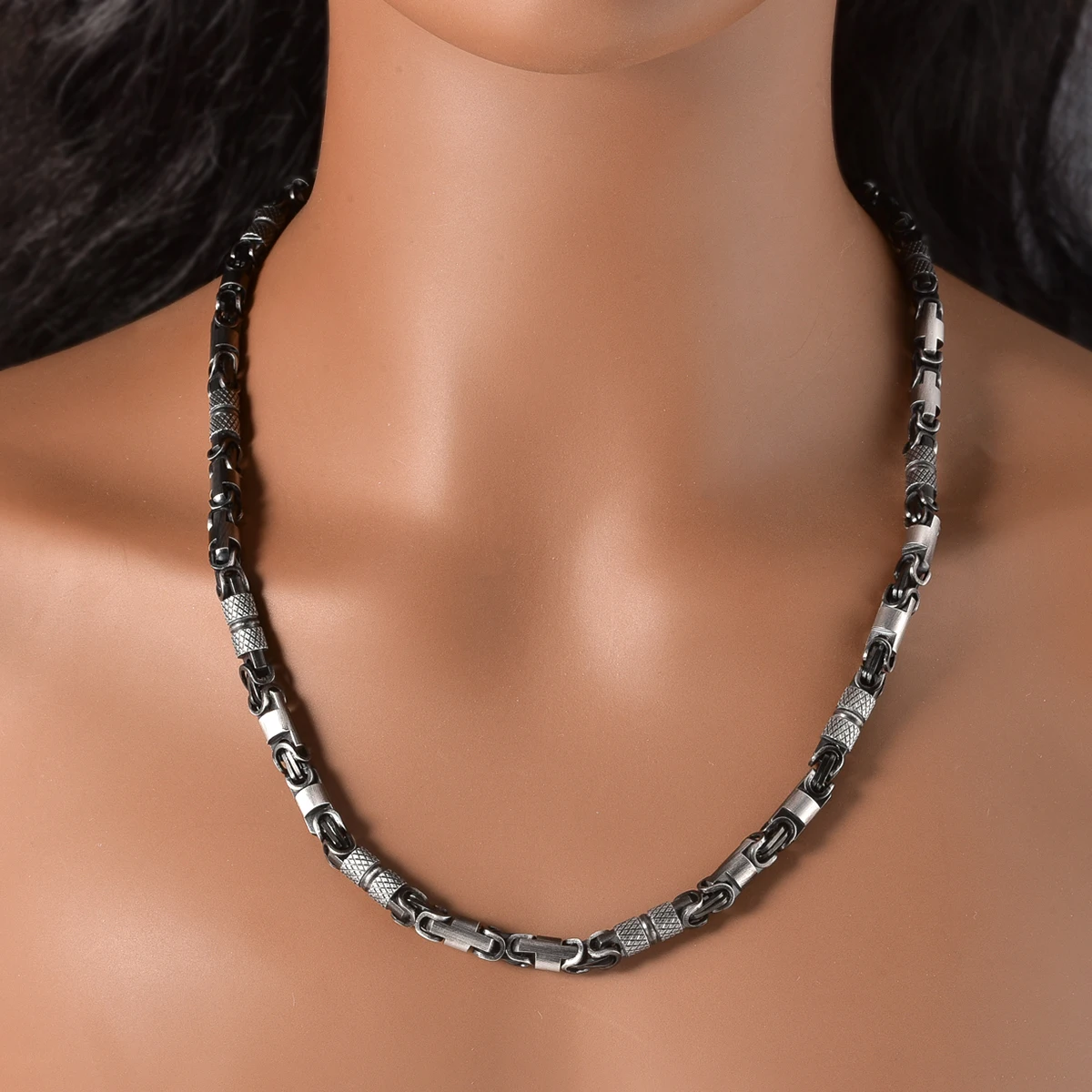 Gothic Industrial Punk Necklace for Men Stainless Steel Chain Retro Unisex Gift for Him Women Alternative Grunge Style Jewelry