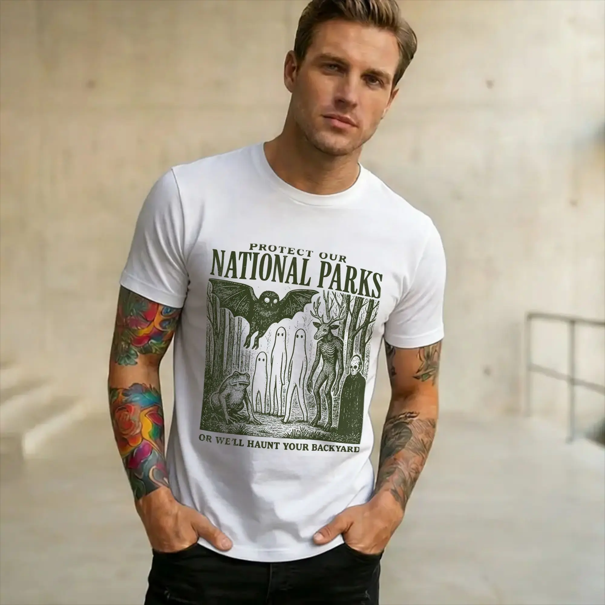 Men Women New Arrival Protect Our National Parks or We'll Haunt Your Backyard   Tee T Shirt Cotton  T-shirts Clothes