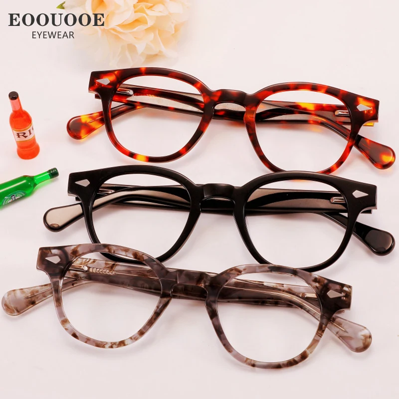 EOOUOOE Fashion Women Eyeglass Retro Acetate Glasses Frame Optics Myopia Hyperopia Prescription Lens Anti-reflection S M L Size