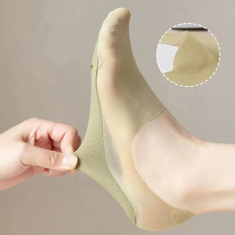 5 pairs women summer breathable invisible socks High elastic non-slip boat socks breathable wicking sweat deodorant women socks