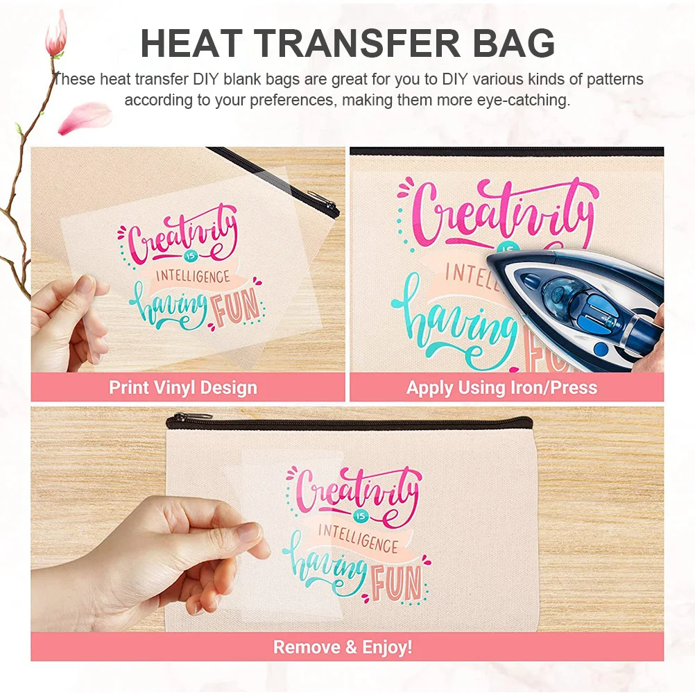

10pcs Blank Pencil Cases Diy Heat Transfer Canvas Zipper Bags For Makeup Cosmetics Storage Sublimation Craft Travel Organizer
