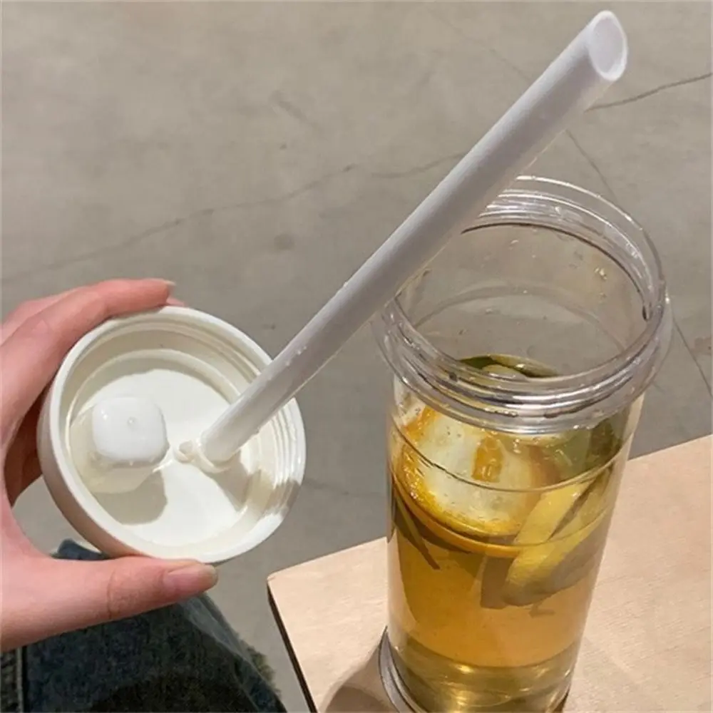 500/850ml Milk Plastic Cup with Lid Straw Transparent Water Straw Bottles Dustproof Fall Prevention Large Capacity Water Bottle