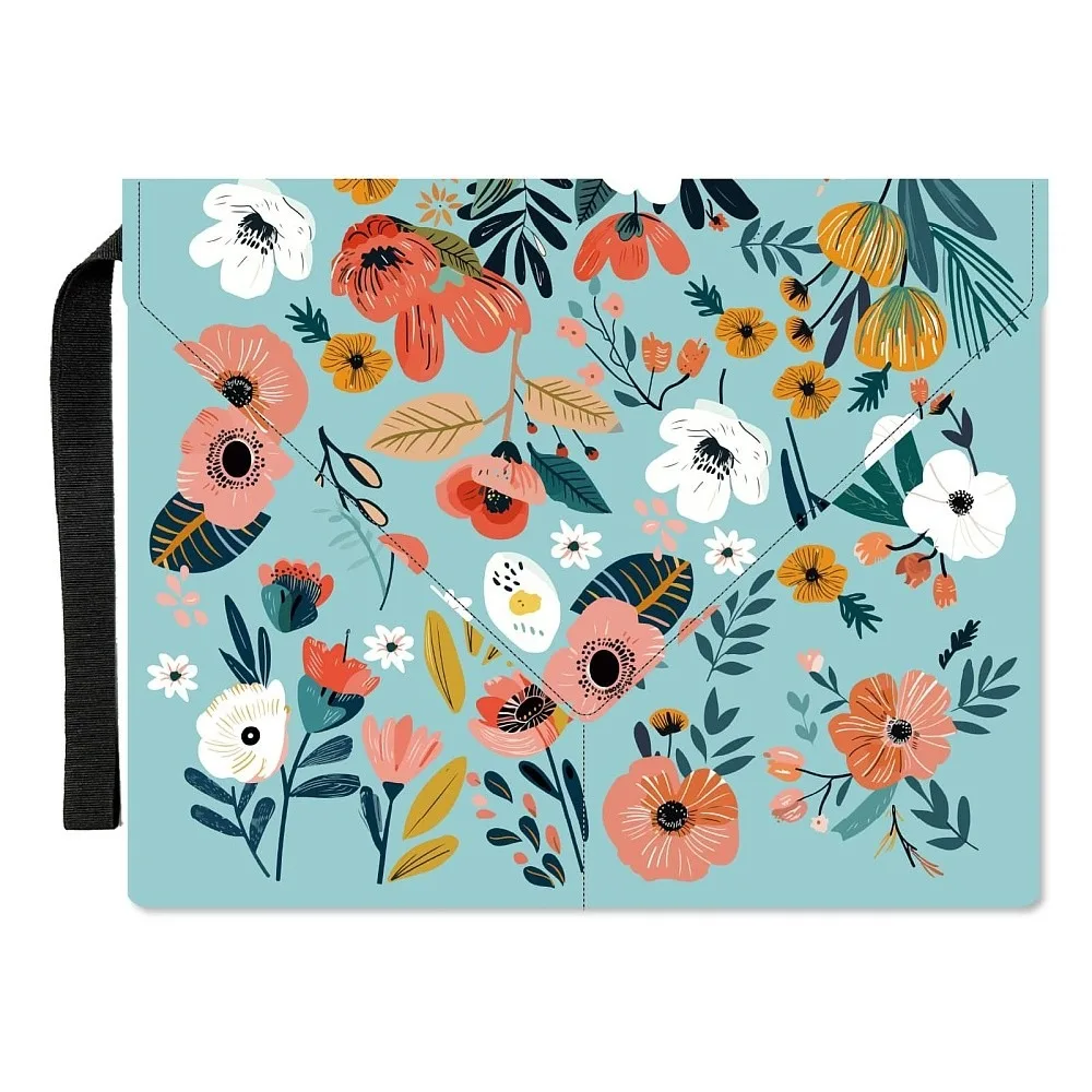 Polyester Book Cover Notebook Wraps with Hook and Loop Rectangle Flower 400~420x285~305mm