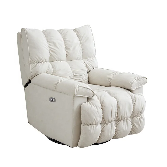 Modern Leather Electric Recliner Chair Comfort Square Arm Upholstered Power Swivel Glider Single Recliner Sofa