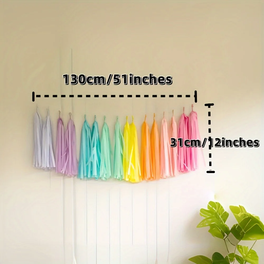 8color 40 pcs Assembled Versatile And Reusable Tissue Paper Tassels Garland  Event Celebration Decor Easter Gift