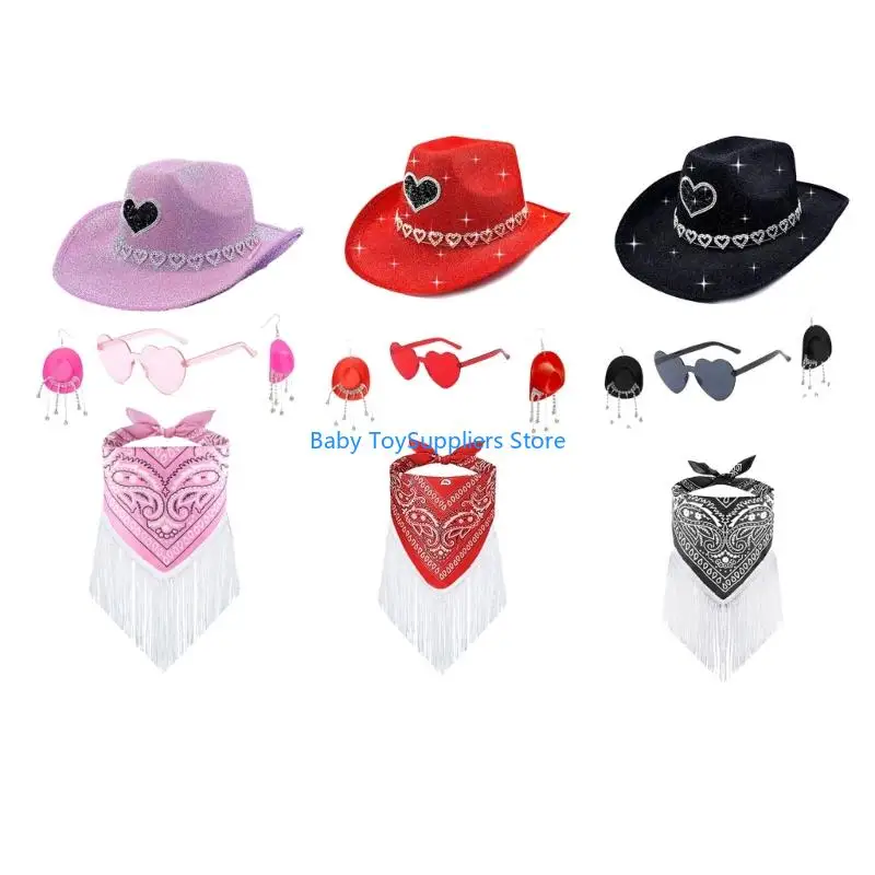 

R1WF Stylish Party Hat Set Including Heart Accent for Gatherings and Photoshoots
