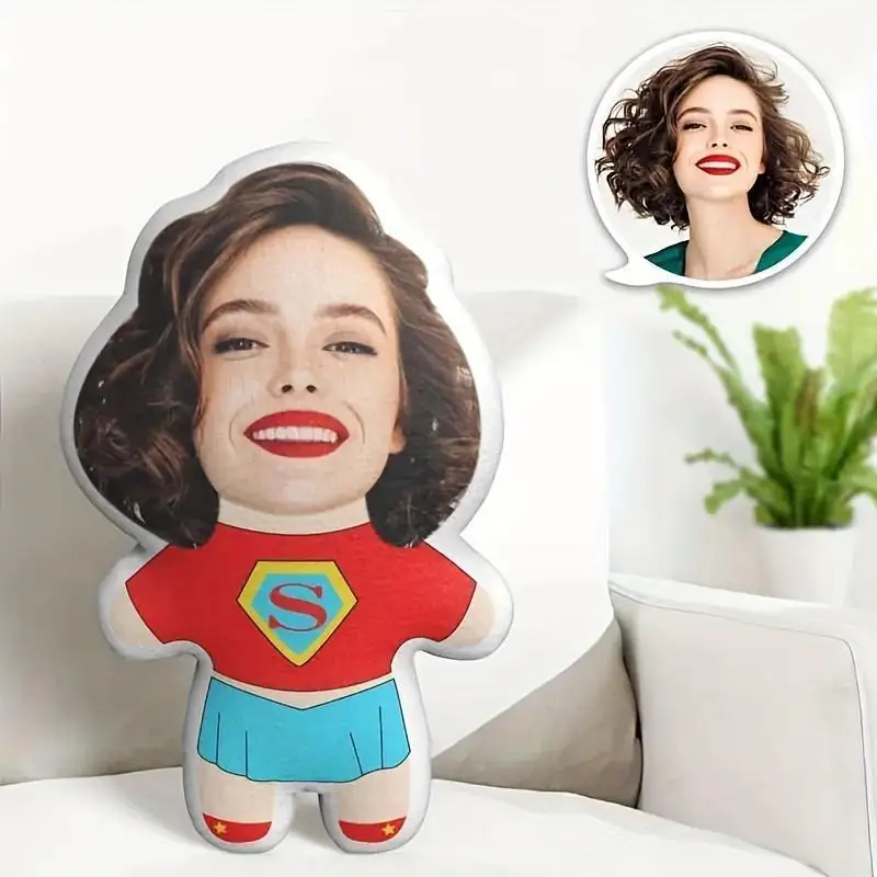 Double sided printed pillow gift girl shaped customized pillow, suitable for family, friends, couples, birthdays, Christmas, Tha