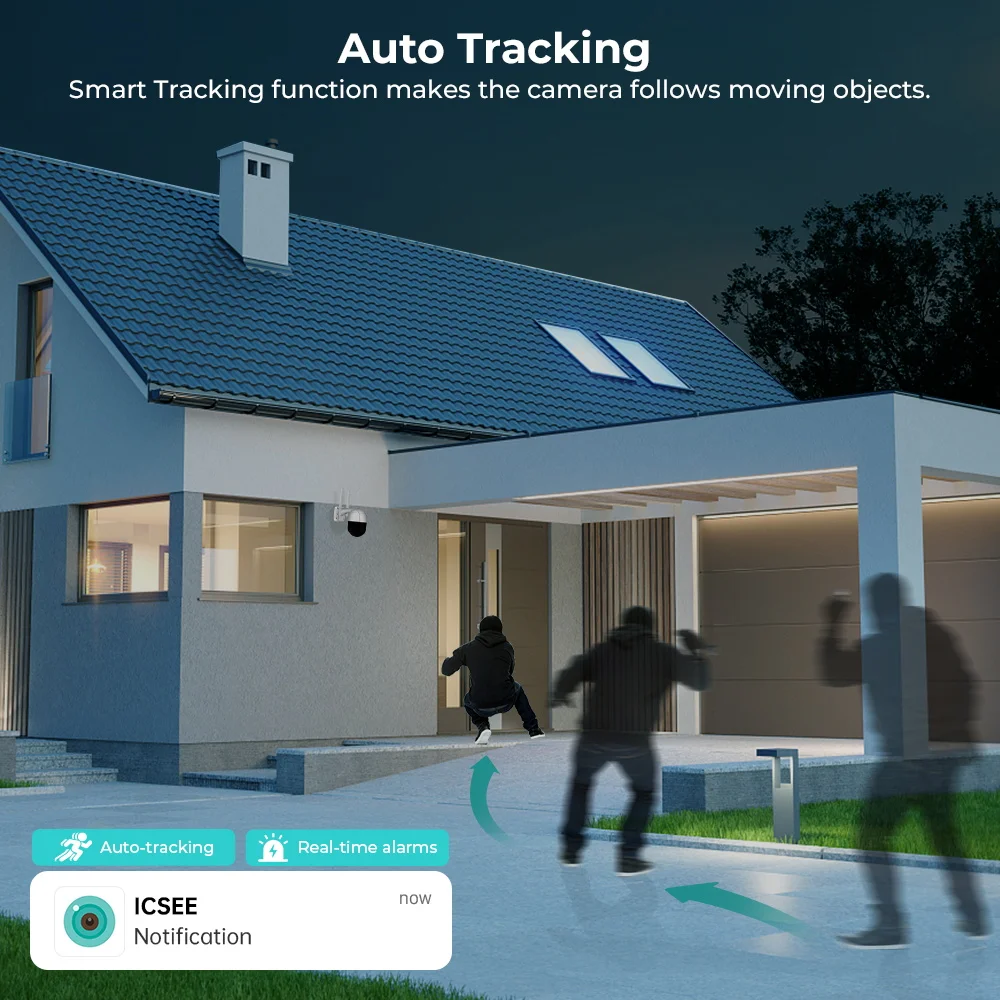 Reobiux Wifi PTZ Camera 8MP IP Cam Outdoor Surveillance Camera IP66 Waterproof Home CCTV Security System With Noice Alarm