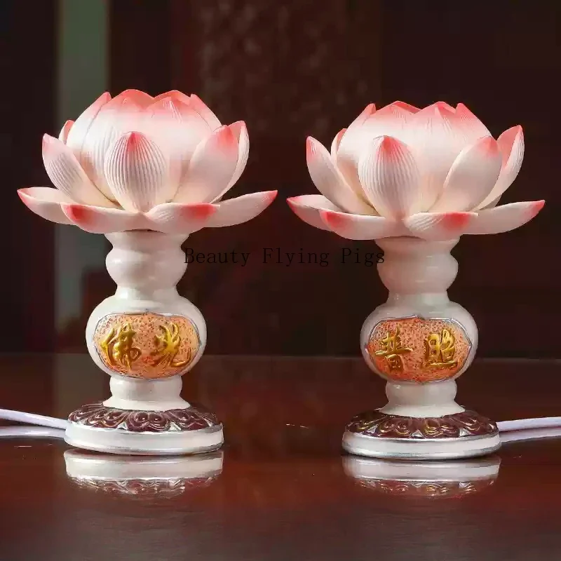 

1pc Ceramic Lotus Lantern Ornament Buddha Hall Simulated Candlestick Feng Shui Accessories Home Decoration Wedding Decoration
