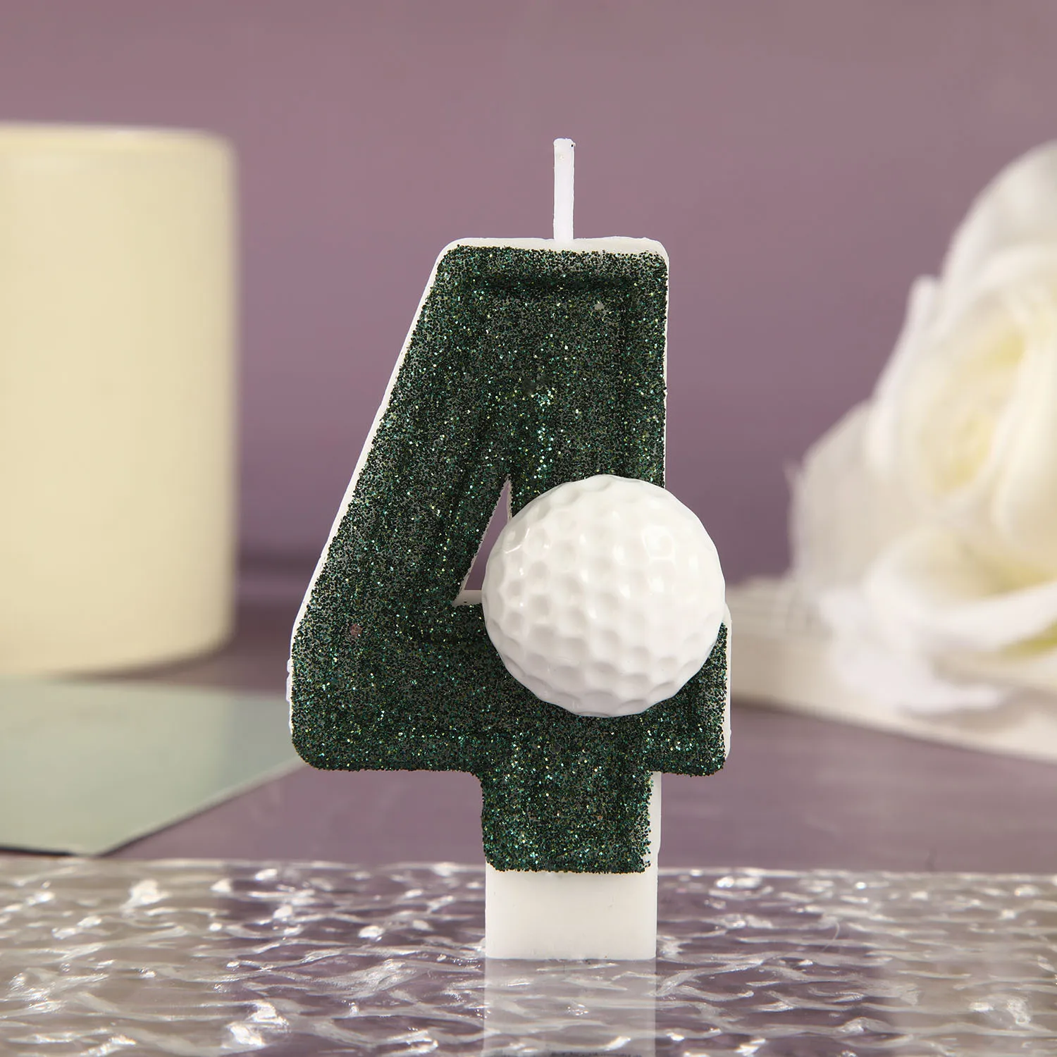 Dark Green Sequined Birthday Candles 0-9 White Golf Ball Number Candles Dessert Cake Plug-in Festive Party Atmosphere Decoration - view 4