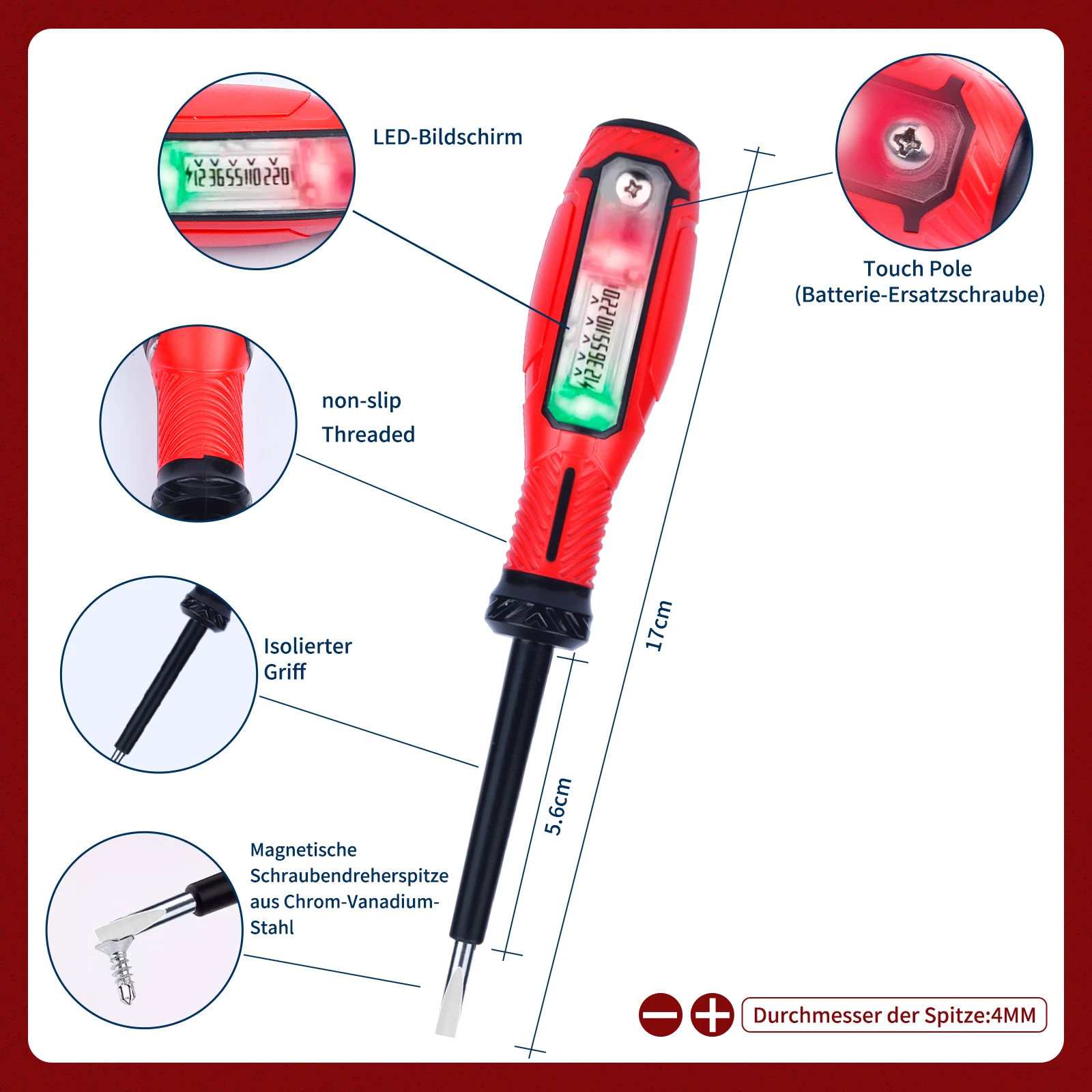 Newest Non-Contact Screwdriver Voltage Tester Pen 12-220V LCD Display Screen Voltmeter Detector Electrical Pen Voltage Indicator