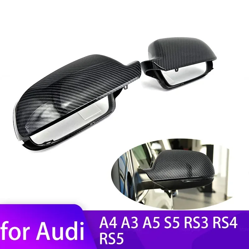 2 Prices Rearview mirror Cap ABS Replacement Carbon Fiber Look Mirror Cover for Audi A3 8P A4 A5 B8.5 S5 RS3 RS4 RS5