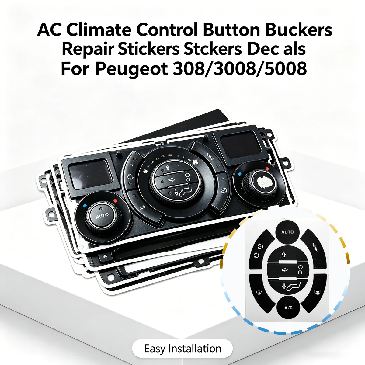 Autocollants de remplacement pour boutons de commande de climatisation Peugeot 308 3008 5008 – Pack de réparation