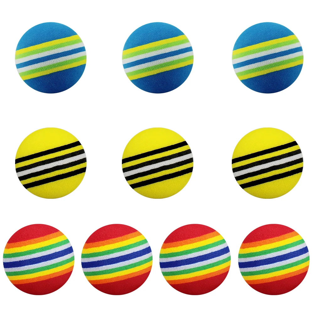 10pcs/bag EVA Foam Golf Balls,Indoor Practice Golf Soft Rainbow Ball Sponge Red/Blue/Yellow Golf Swing Training Aid