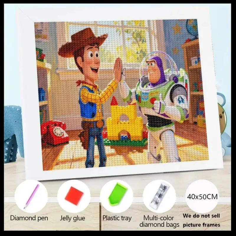 

1 шт. 5D DIY полный дрель набор для алмазной живописи, История игрушек Вуди и Базз Лайтер High-Five сцена дружбы, персонажи мультфильмов Rhin