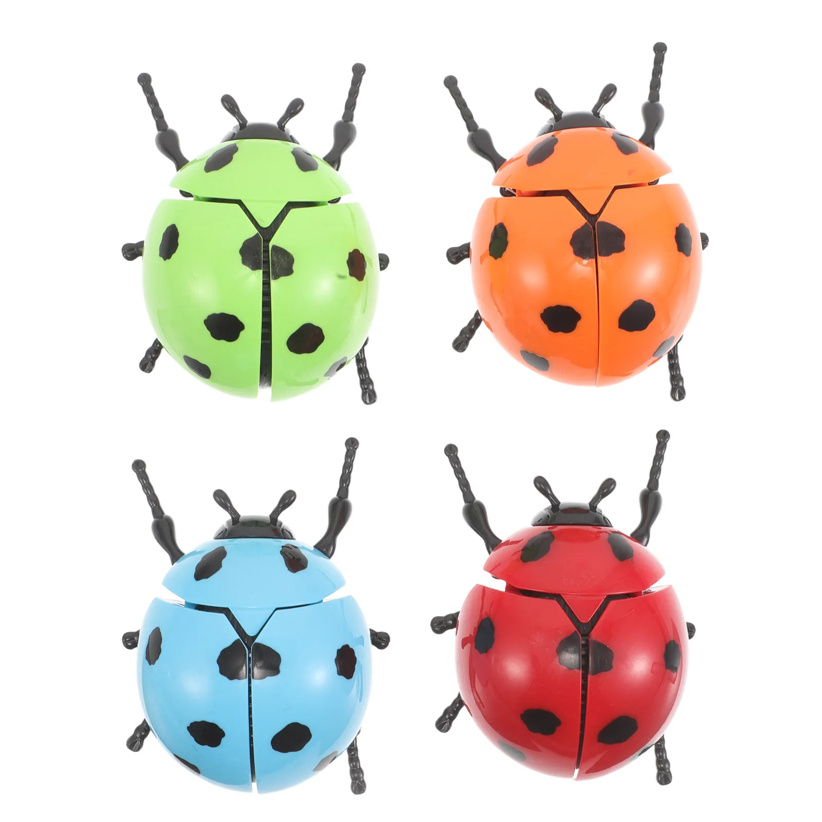

4Pcs Wind Up Clockwork Ladybug Crawling Insect Party Favors Bright Realistic Mechanical Animal Simulation Prank