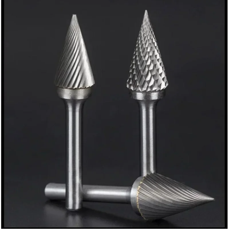 Hard alloy 6mm rotary file, tungsten steel milling cutter, alloy carving drill bit, metal electric grinding head, M conical tip