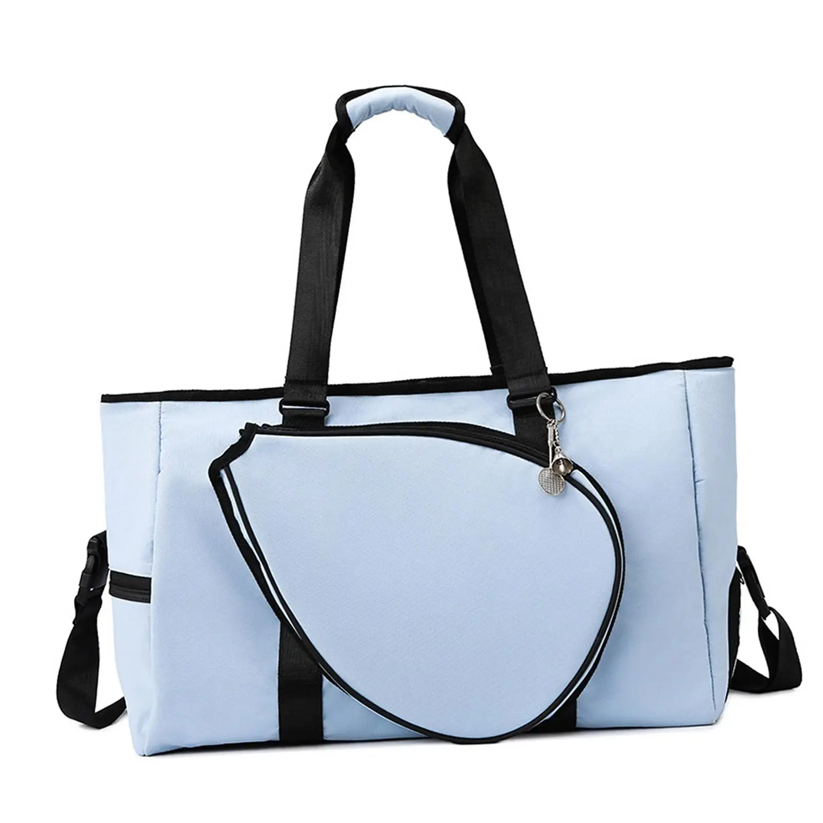 

Badminton Shoulder Bag Tote with Zipper Large Adjustable Single Shoulder Strap Handbag Unisex Badminton Racquet Carrying Bag