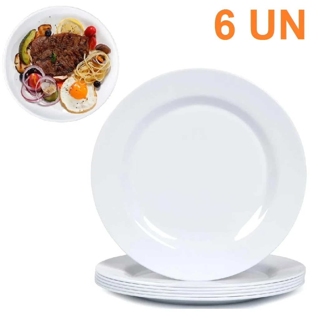 6 Round Raso Dishes in Melamine 25cm Buffet and Restaurants