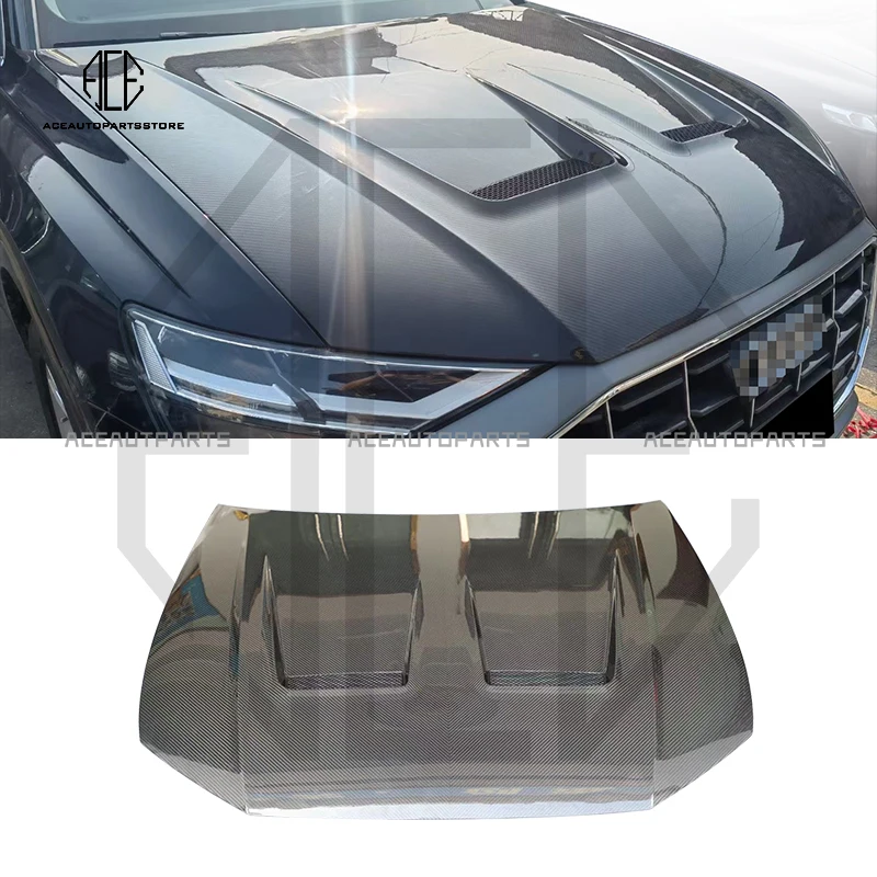 

M Style Dry Carbon Fiber Hood For Audi Q8 RSQ8 2019-2023 Bonnet Front Bonnet Engine Cover