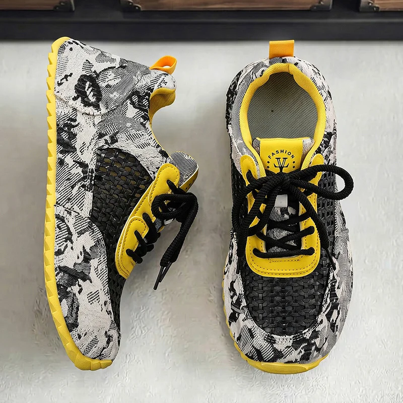 Men Mesh Breathable Sneakers Lightweight Lace‑up Casual Walking Shoes Non‑Slip Comfort Outdoor Sports Shoes Size 39‑44