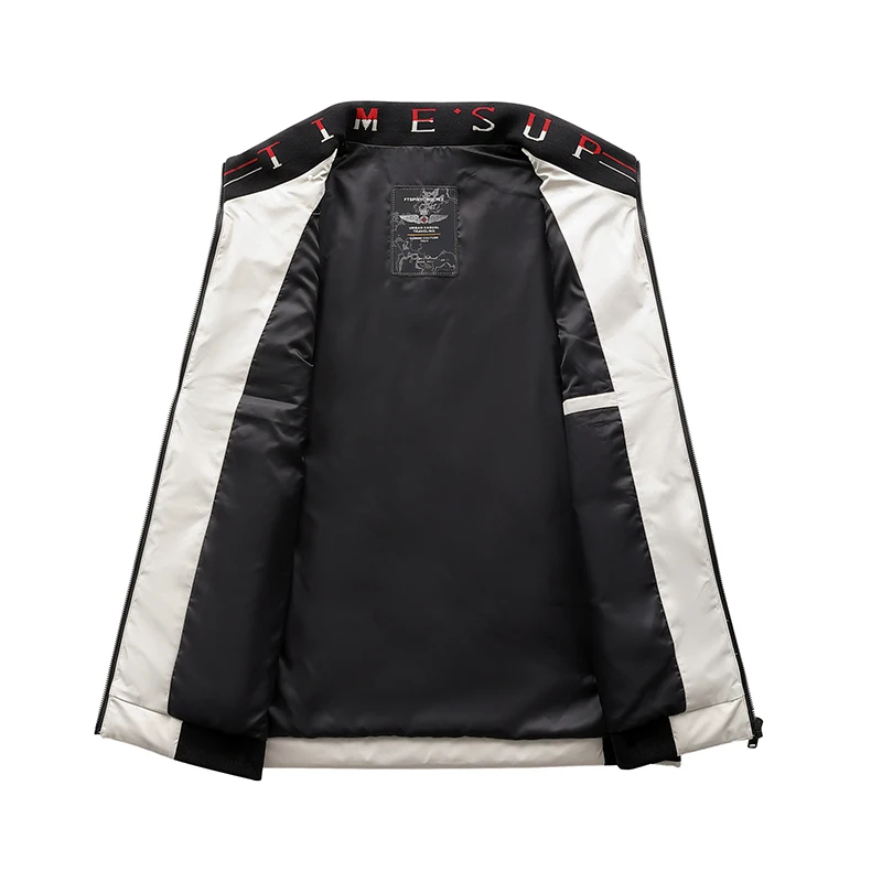 Simple Loose Stand Collar Fashion Outwear Jacket Windproof Causal Thermal Sleeveless Zipper Duck Down Vest Coat Men Warm Clothes