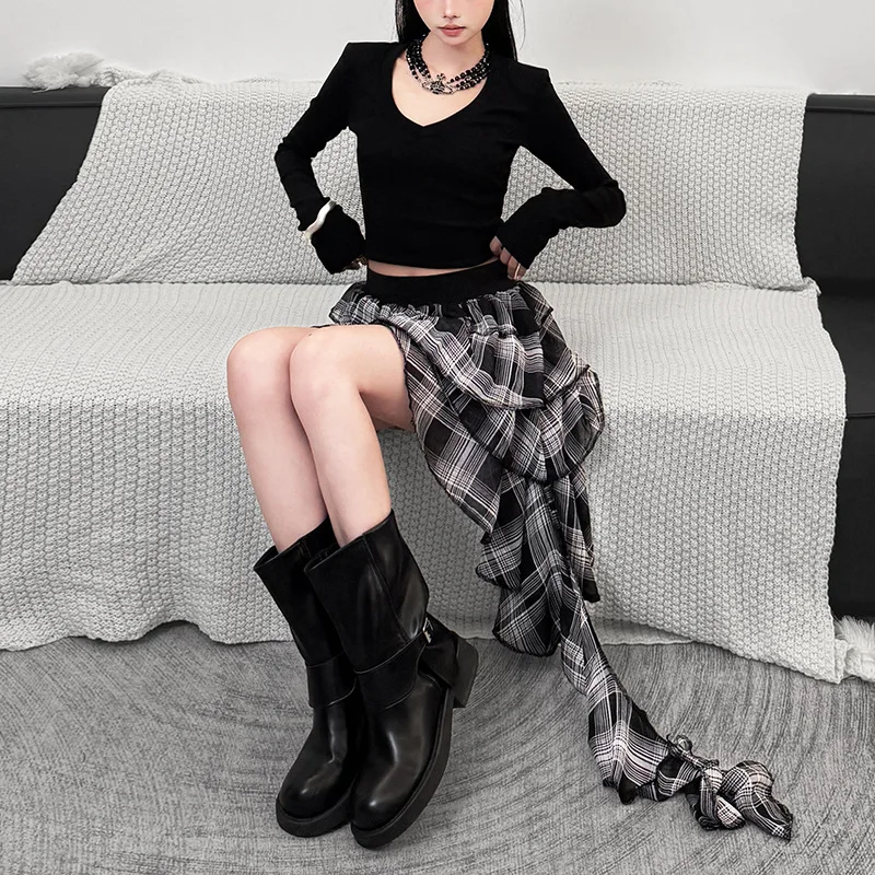 2025 New Vintage Summer Temperamento Gonna longuette Casual Streetwear Vita alta da donna Elegante Slim di media lunghezza Fishtail Gonne lunghe