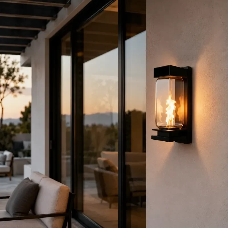 Modern Outdoor Wall Sconce Lamp Aluminum Black Tempered Glass Exterior Light for Villa Entryway Garden Patio Home Walkway