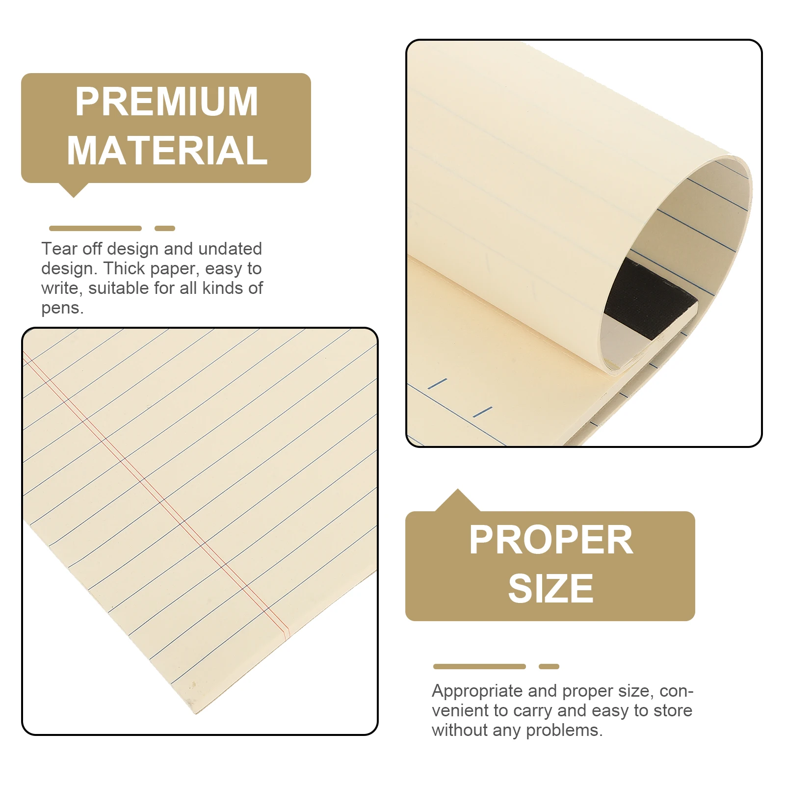 

4pcs Thick Tearable Notepad Hand Ripped Lined Memo Pad For Work Legal Pads Wide Ruled Writing Paper Desk Schedule To Do List