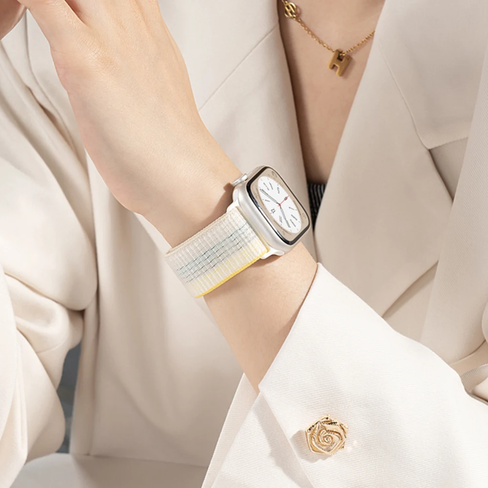 Anello in nylon per cinturino Apple Watch 49mm 46mm 40mm 44mm 45mm 42mm 41mm S11 2025 Bracciale IWatch 11/10/9/8/7/6/5/4/SE/Ultra 3/2 cinturino