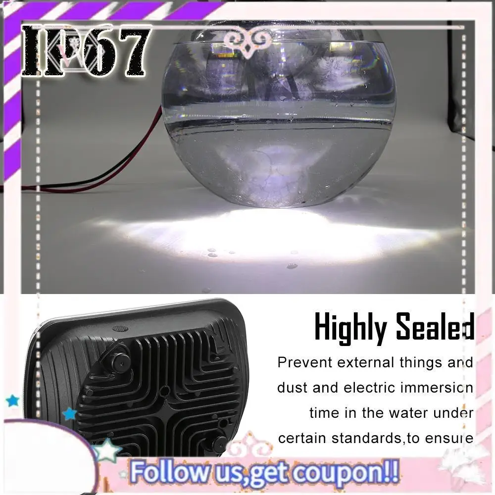 

Простая в использовании 1 шт. H6054 7X6 дюймов 5X7 дюймов светодиодная фара для проектора квадратная герметичная для Plym Dodge GMC Jeep Cherokee Wrangler XJ