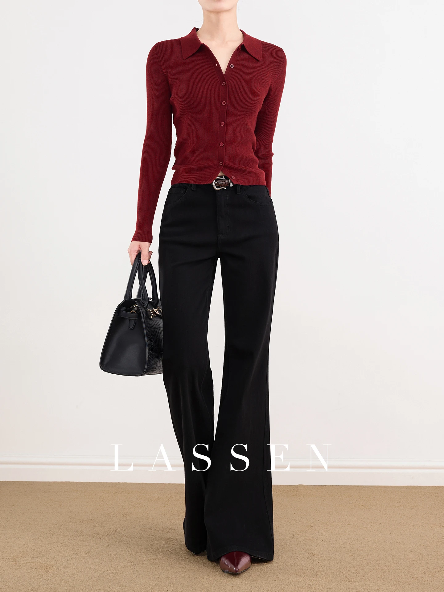 

High Waist Flared Jeans Women's Spring Fashion Leg Slimming Cotton Stretchy Black Denim Pants Straight Cut Commute Style