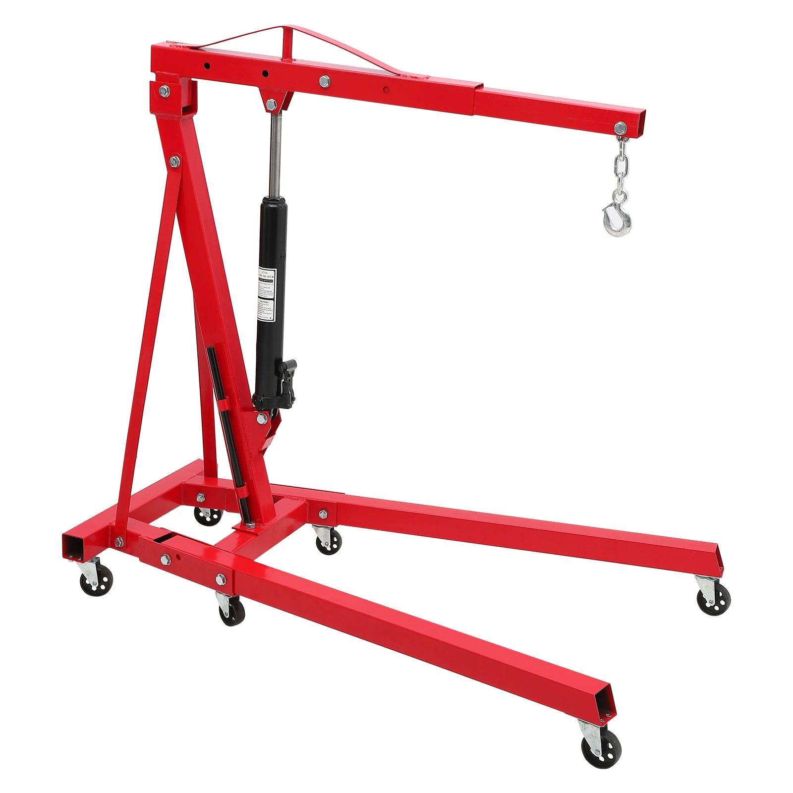 2 Ton Folding Engine Hoist,Mobile Hydraulic Engine Crane with 6 Wheels,4400 LBS Heavy Duty Hydraulic Shop Crane Lever