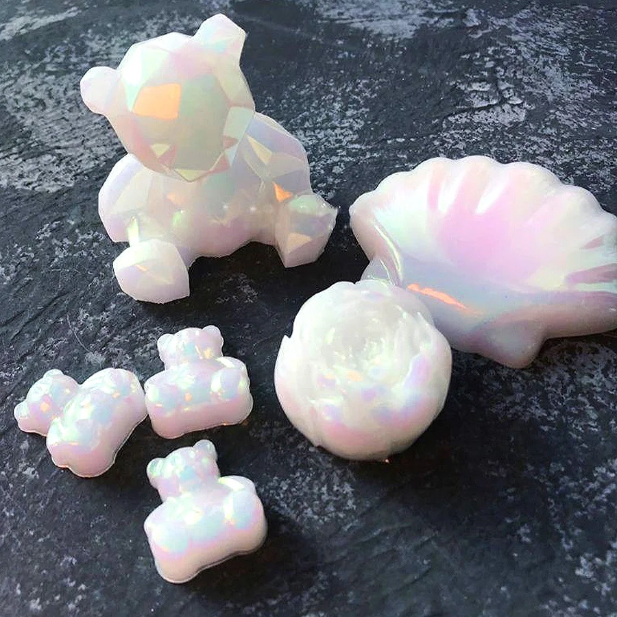 1/6Jars أورورا اللؤلؤ الأبيض مسمار الفن مسحوق عالي اللمعان الاستقطاب حورية البحر الكروم الصباغ الحرباء مانيكير فرك الميكا الغبار * & #