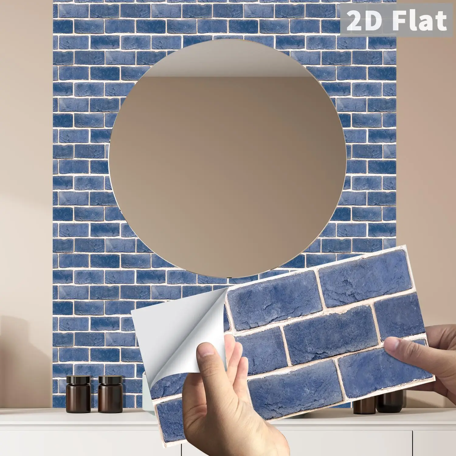 

2D Brick Pattern Wall Stickers Self-Adhesive Removable Tile Decals for Kitchen Bathroom Home Decor
