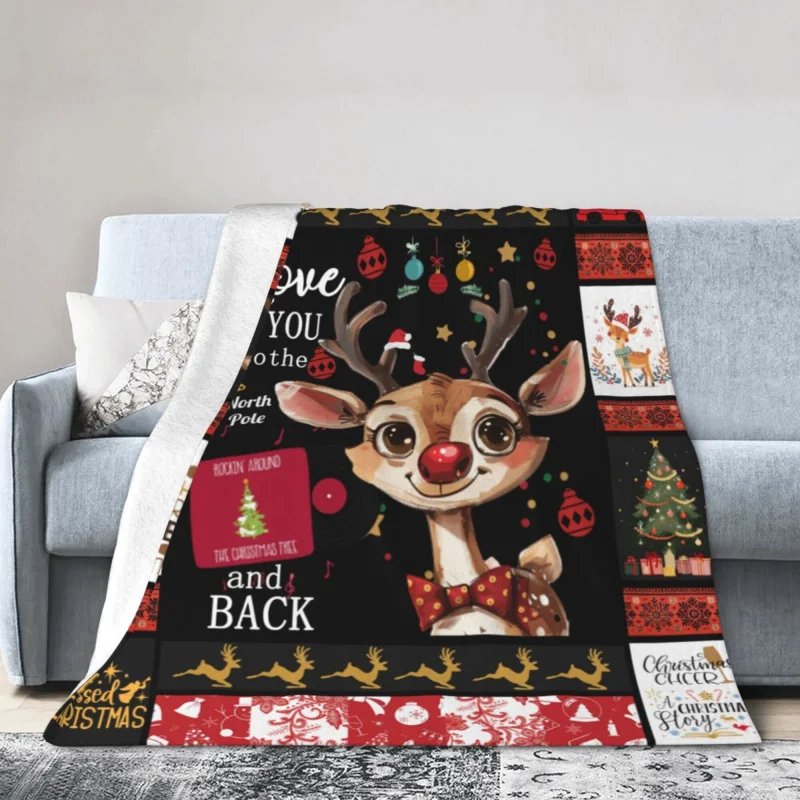 Christmas Deer Gift Soft Flannel Bed Blanket for Adults and Children