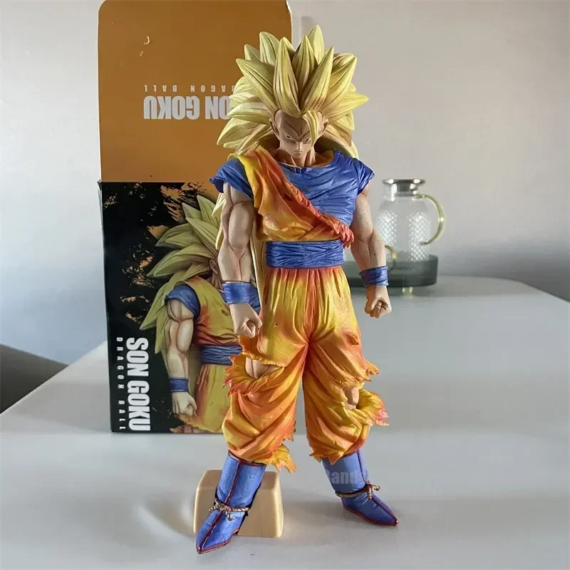 Dragon Ball Z Goku Figura Ssj3 Dbz Super Saiyan 3 Figuras de Anime Estátua de Pvc 2 Armas Estatueta de Ação Modelo Brinquedos de Halloween Presente