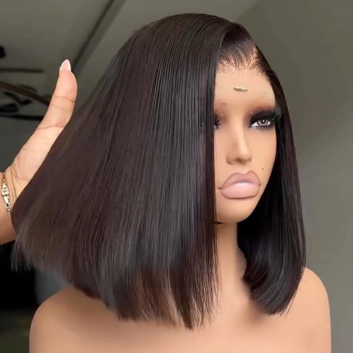 

Короткий боб 350 Плотность Прямой бесклеевой парик из человеческих волос 8-14 дюймов Wear and Go 5x5/2x6 HD Парик шнурка Предварительно сорванный бразильский парик Remy