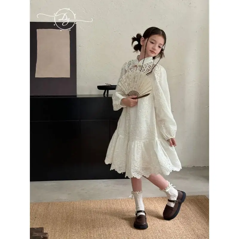 Children's Clothing New Style Chinese Traditional Dress Embroidered And Lace For Girls Autumn Spring Season 2026 New Collection