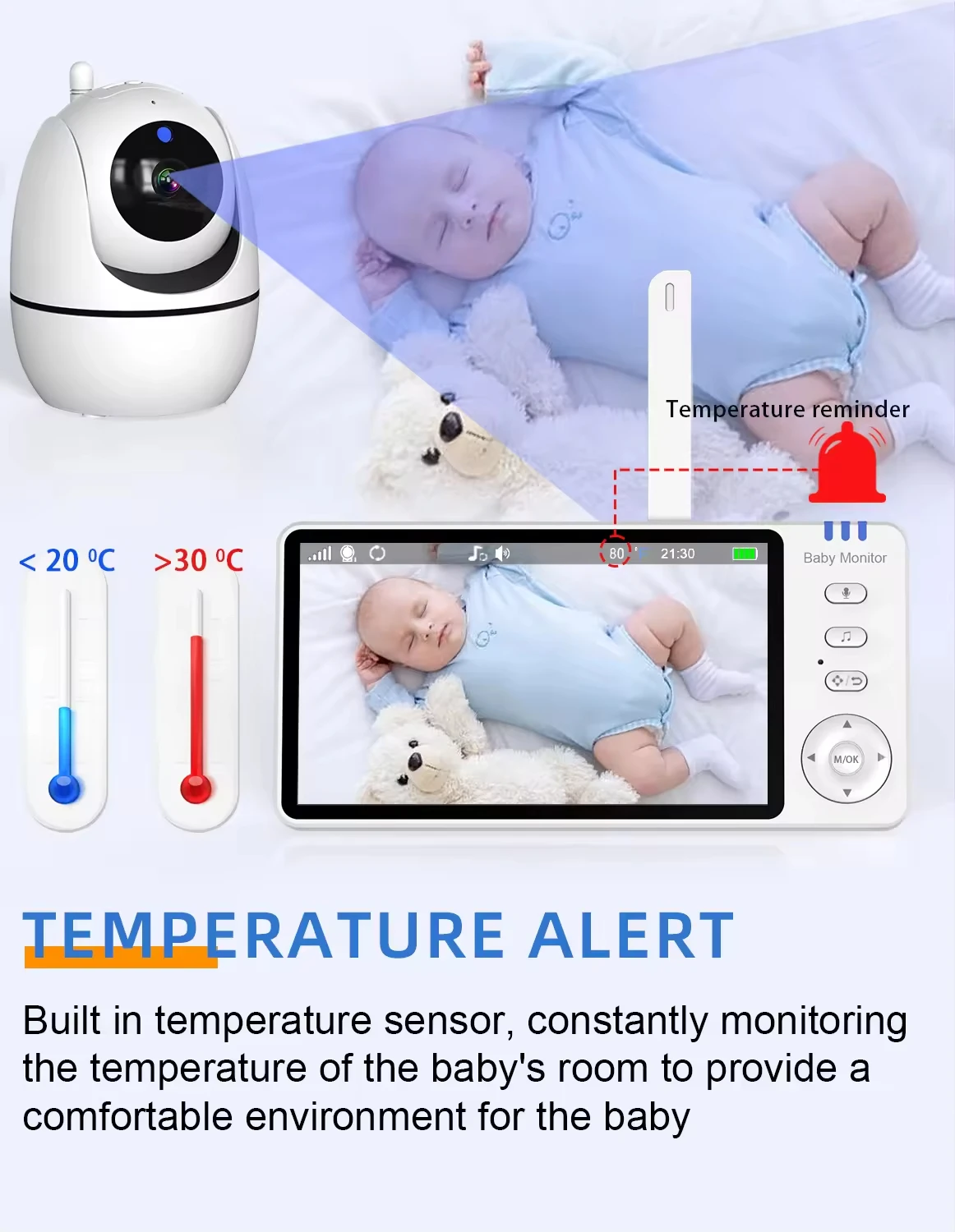 Imagem -04 - Babyfoon Baby Monitor com Câmera 5.0 Way Audio Temperatura Visão Noturna Baby Chorando Detecção Monitoramento de Vídeo Mais Recentes