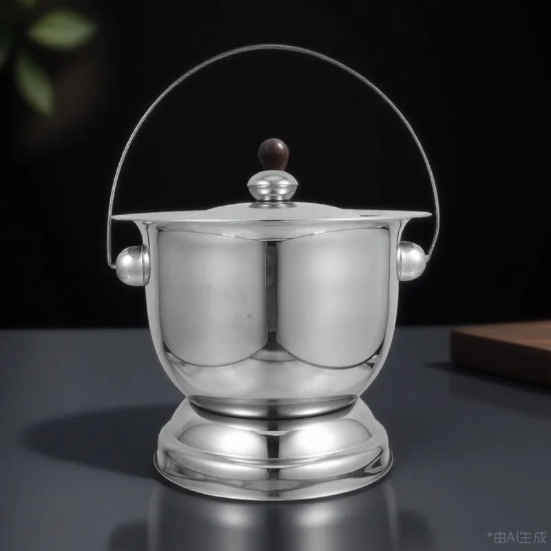 Stainless Steel Spittoon Covered Thickened Adult Chamber Pot Night Urinal Bedside Portable Commode Bucket Household Use