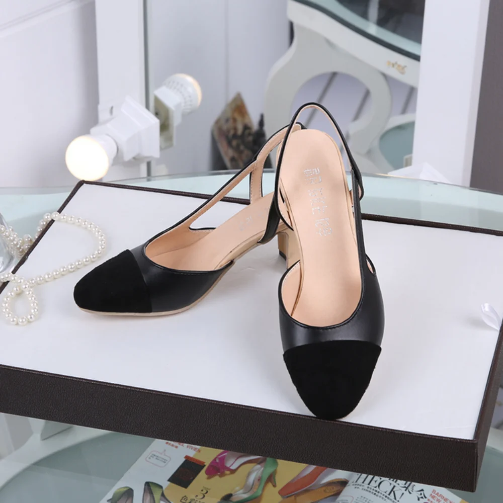 Summer Women Shoes New Roman Mid Heel Color Matching Fashion Single Comfortable Party Work Sandals Casual Dress